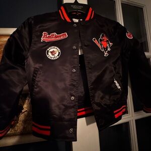 Kids Black Satin Baltimore Orioles Jacket-NWT